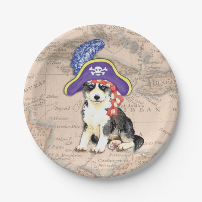 Husky Pirate Paper Plate (Front)