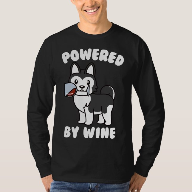 Husky Powered By Wine T-Shirt (Front)