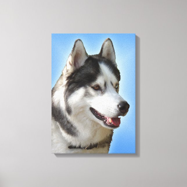 Husky Print Stretched Husky Malamute Dog Canvas (Front)