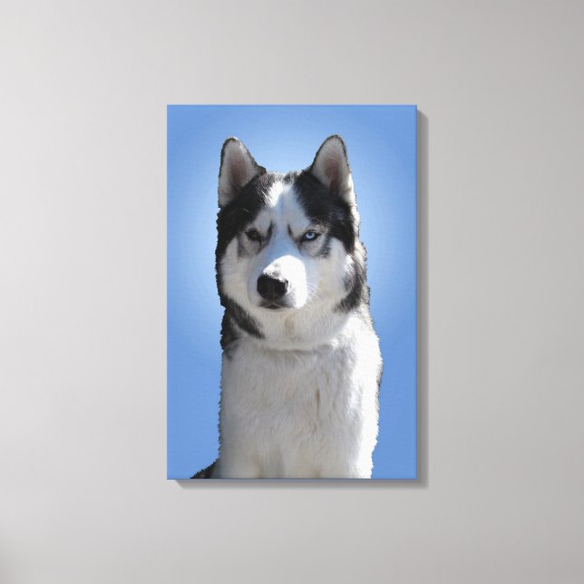 Husky Print Stretched Husky Malamute Dog Canvas (Front)