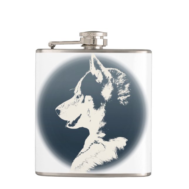 Husky Pup Flask Custom Siberian Husky Drink Flask (Front)