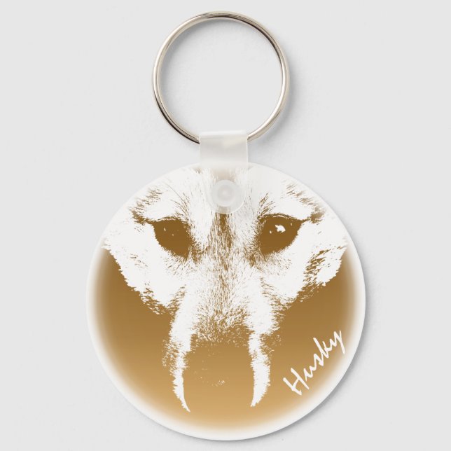 Husky Pup Keychain Husky Wolf Dog Custom Keychains (Front)