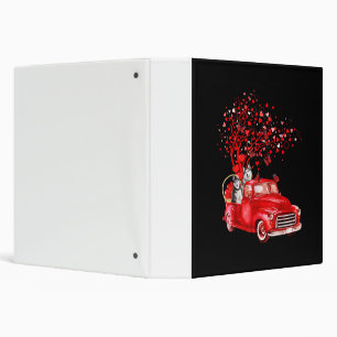 Husky Riding Red Truck Valentine Butterfly Heart Binder