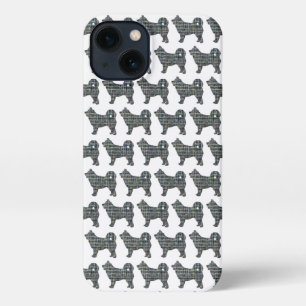 Husky Siberian Cute Dog Silhouette Grid White iPhone 13 Case
