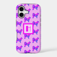 Husky Siberian Dog Lover Pink & Blue Monogram