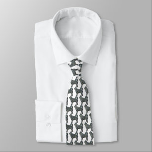 Husky Siberian Dog Silhouette Yellow & Blue White Tie