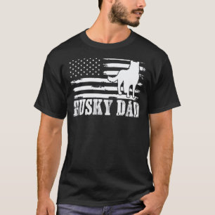 Husky Siberian Husky Dad American Flag Pet Dog T-Shirt