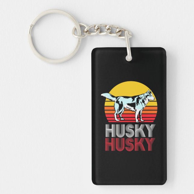 Husky Siberian Retro Vintage Keychain (Front)