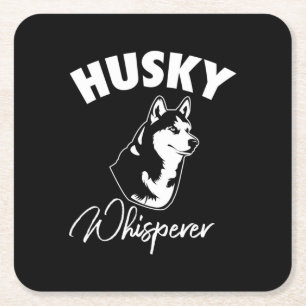 Husky Siberian Whisperer Square Paper Coaster
