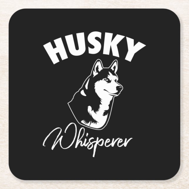 Husky Siberian Whisperer Square Paper Coaster (Front)