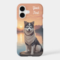 Husky sibérien au bord d'un lac