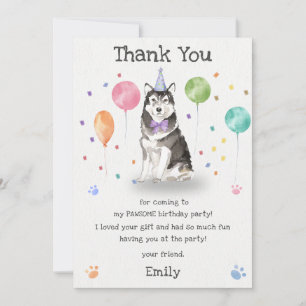 Husky Sibir Chien chiot Carte de remerciements d'a