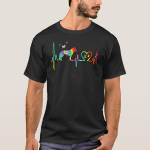 Husky Sibir Mom Dad Heartbeat Tie Dye Dog T-Shirt