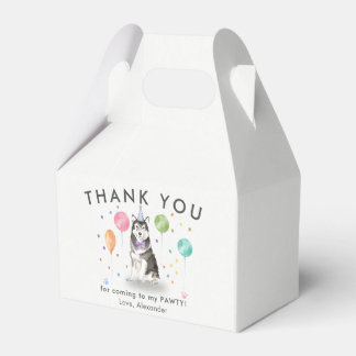 Husky Sibir Pawty Puppy Dog Birthday Thank You  Favor Box