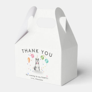Husky Sibir Pawty Puppy Dog Birthday Thank You  Favor Box