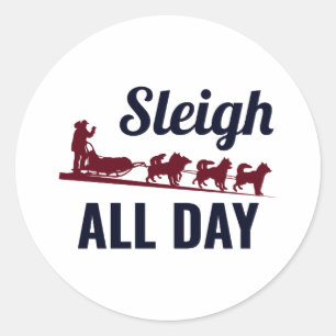 Husky Sledding Sled Dog Racing Alaskan Racers Classic Round Sticker