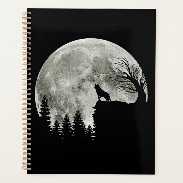 Husky Stand On Mountain Spooky Halloween Moon Planner (Front)