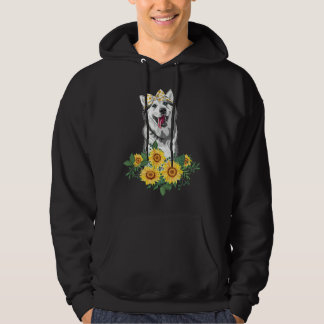 Husky Sunflower Funny Siberian Husky Dog Mom Dad Hoodie