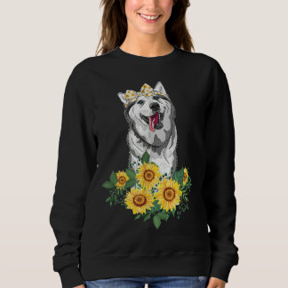Husky Sunflower Funny Siberian Husky Dog Mom Dad Sweatshirt