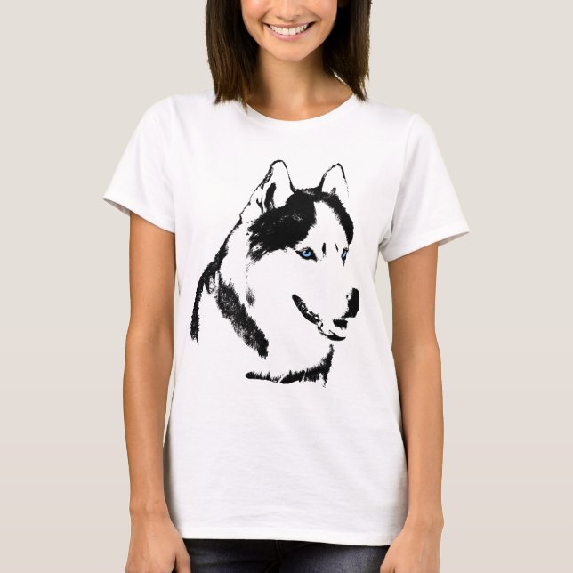 Husky T-shirt Ladies Husky Sled Dog Shirt (Front)