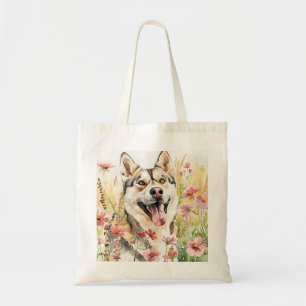 Husky Tote Bag – Watercolor Dog Canvas