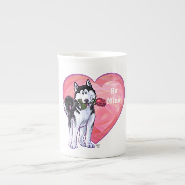 Husky Valentine's Day Bone China Mug (Front)