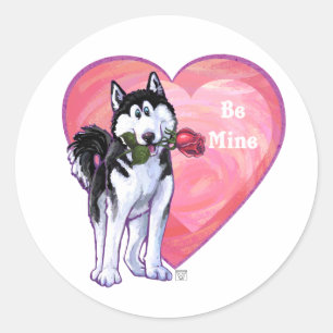 Husky Valentine's Day Classic Round Sticker