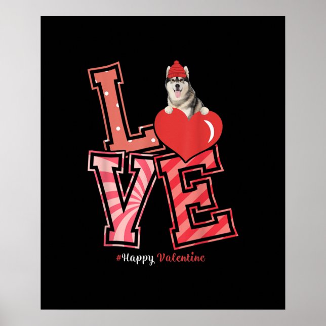 Husky Valentines Day Gift | Husky Heart Design Poster (Front)