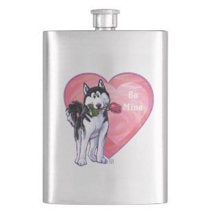 Husky Valentine's Day Hip Flask