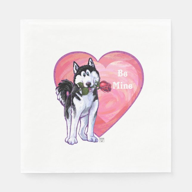 Husky Valentine's Day Napkin (Front)