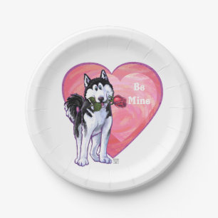 Husky Valentine's Day Paper Plate