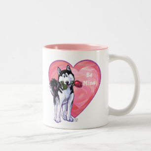 Husky Valentine's Day Two-Tone Coffee Mug