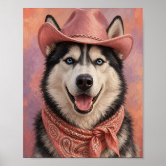 Husky Wall Art — Cowgirl Portrait with Painted Bac