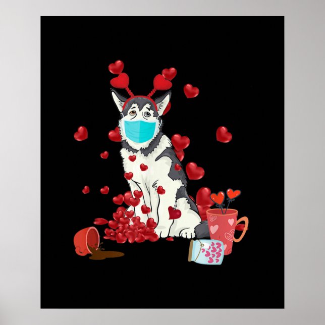 Husky Wear Face Mask | Valentines Day Gift Poster (Front)
