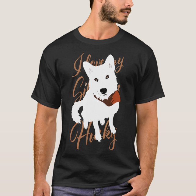Husky White Brown Eyes Snow Dog T-Shirt (Front)