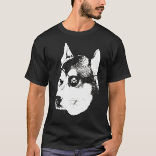 Husky With Eye Patch Skull T-Shirt