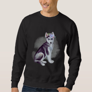 Husky With Flowers Sweatshirt
