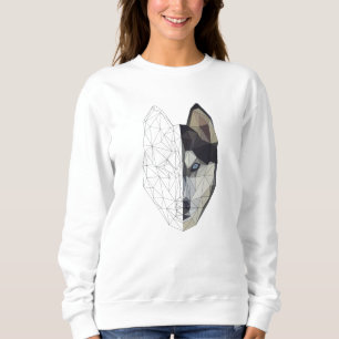Husky Wolf Dog Puppy Animal - Low Poly Geometric Sweatshirt