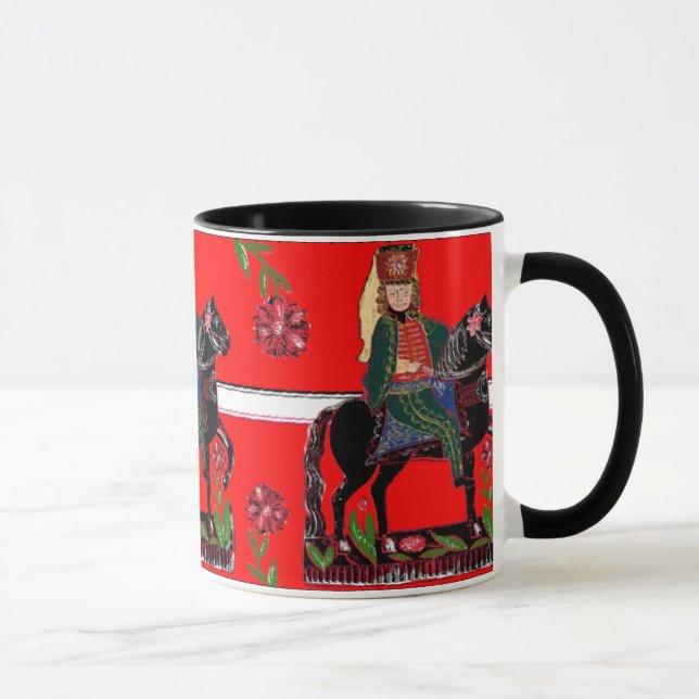 Hussar on a Black Horse -Hungarian Style Folk Art Mug (Right)