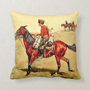 Hussar Russian Guard Corps, Remington painting Throw Pillow