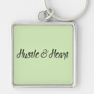 Hustle and Heart Typography Keychain
