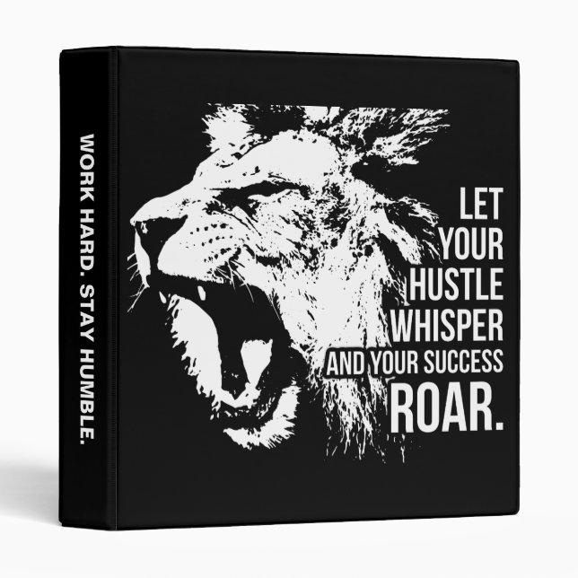 Hustle and Success - Work Hard - Lion Motivational Binder (Front/Spine)