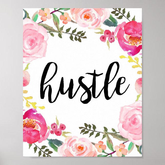 Hustle, Art Imprimé, Poster Motivationnel, Bureau (Devant)