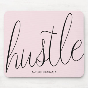 Hustle Black and Blush with Name Mousepad