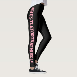 #Hustle For That Muscle Black Pink Workout Leggings