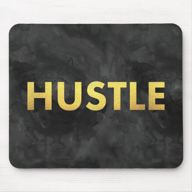 Hustle Gold Watercolor Modern Typography Mousepad (Front)