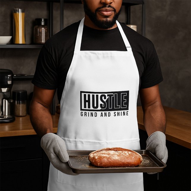 Hustle Grind and Shine Motivational Quote Standard Apron (Creator Uploaded)