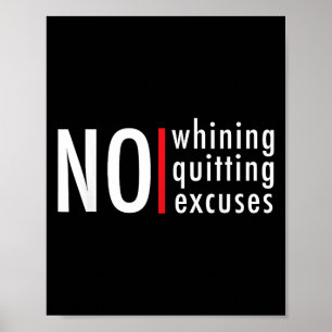 Hustle Gym No Whining Quitting Excuses Motivation Poster