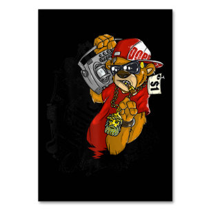 Hustle Hard Hip Hop Teddy Bear Gangster Rap Table Number