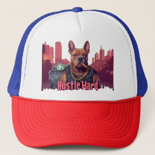 Hustle Hard -  Pitbull Dog with Money and Cigar Trucker Hat